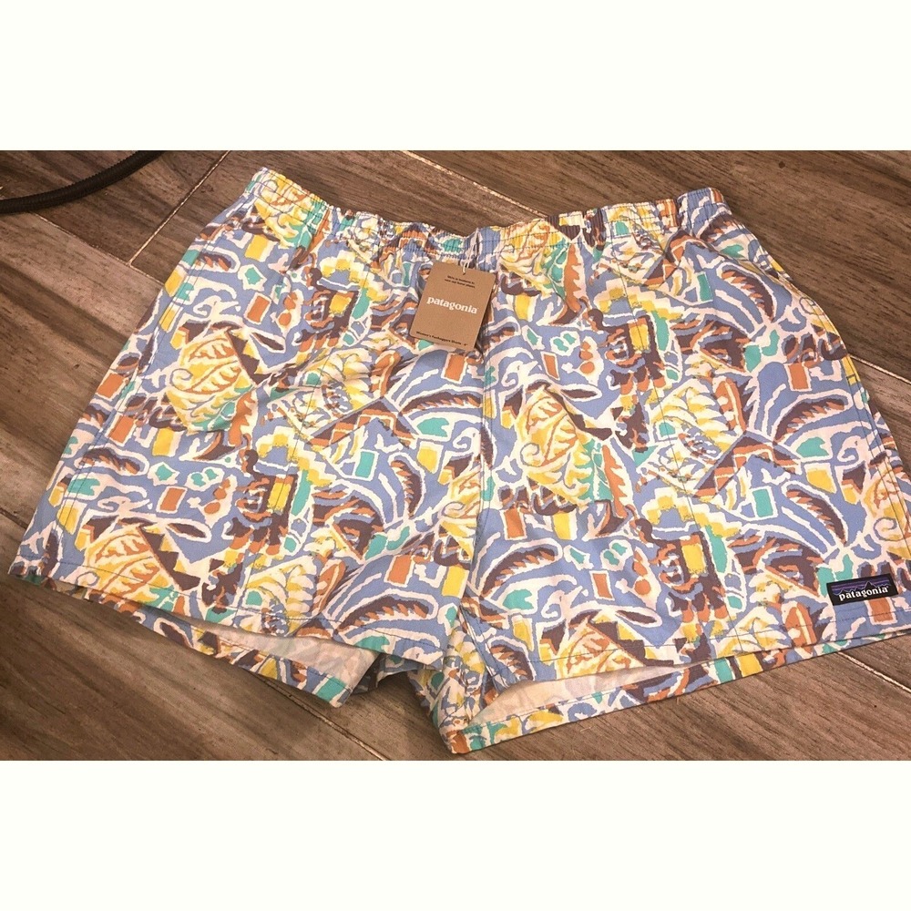 Patagonia Funhoggers Shorts Thriving Planet Lago Blue XL 57160 Cotton 4in Inseam